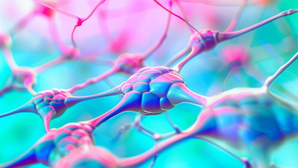 A colorful illustration of neural receptors showing how opioids affect the brain.