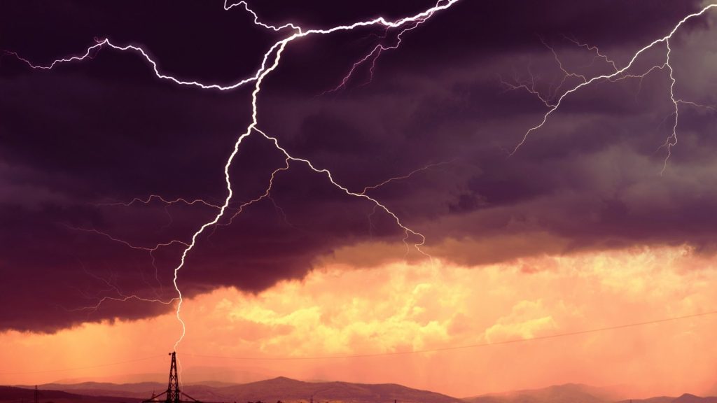 Dark storm clouds and lightning representing the dangers of heroin use